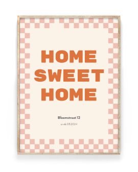 Tekstposter – Speels Dambord in houten lijst – Printcandy