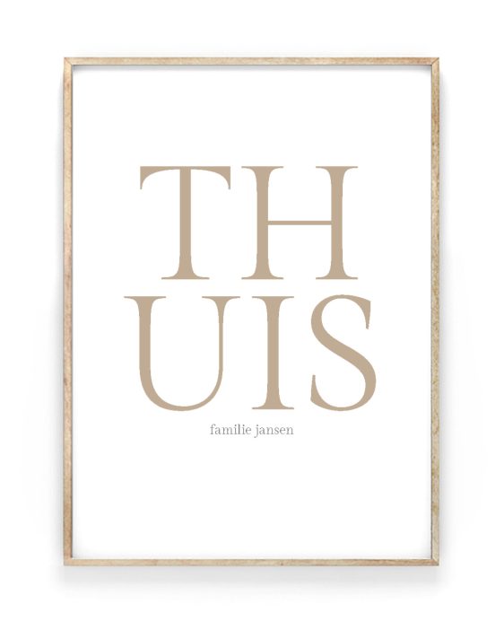 Tekstposter – Woord in Twee Regels Tekstposter – Woord in Twee Regels in houten lijst – Printcandy