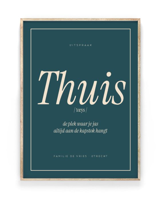 Tekstposter – Woord met Uitspraak Tekstposter – Woord met Uitspraak in houten lijst – Printcandy