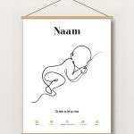 Textielposter – Geboorte Line-Art