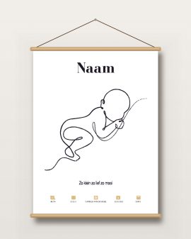 Textielposter – Geboorte Line-Art - Printcandy