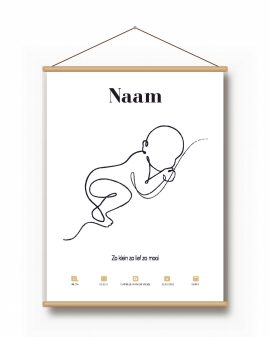 Textielposter – Geboorte Line-Art Textielposter – Geboorte Line-Art - Printcandy