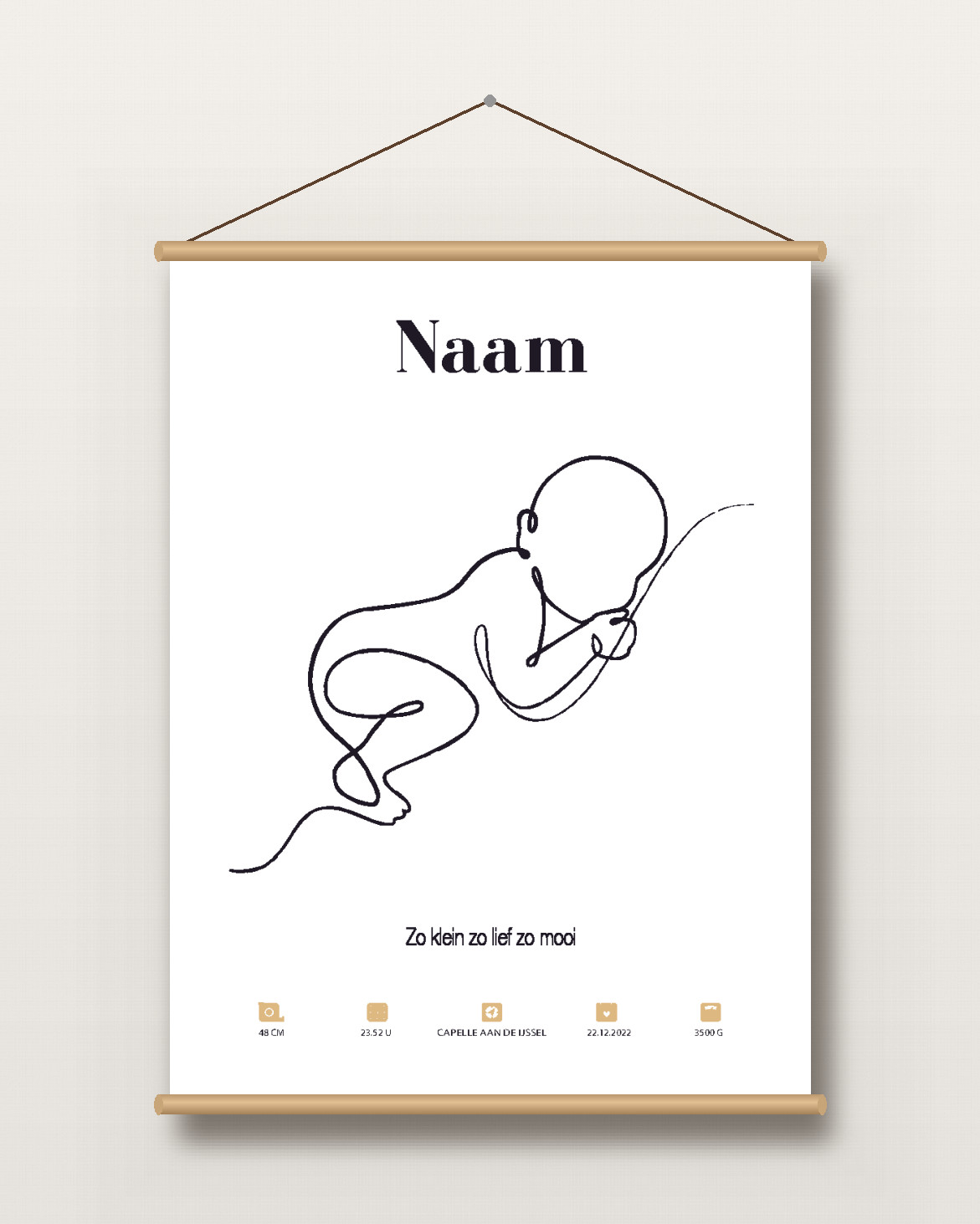 Textielposter – Geboorte Line-Art - Printcandy