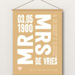 Textielposter – Huwelijk - Mr & Mrs