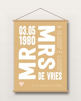 Textielposter – Huwelijk - Mr & Mrs - Printcandy