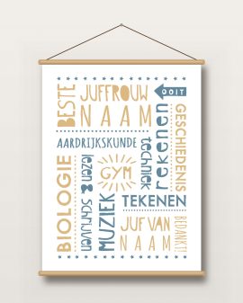 Textielposter – Juf en Meester - Cloud - Printcandy