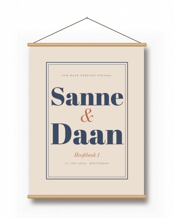 Textielposter – Ons Verhaal - gepersonaliseerde textielposter van Printcandy