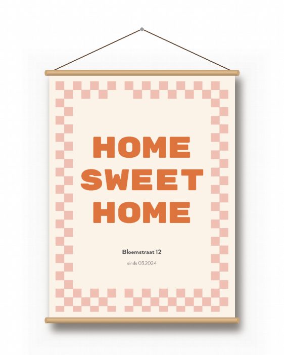 Textielposter – Speels Dambord Textielposter – Speels Dambord - gepersonaliseerde textielposter van Printcandy
